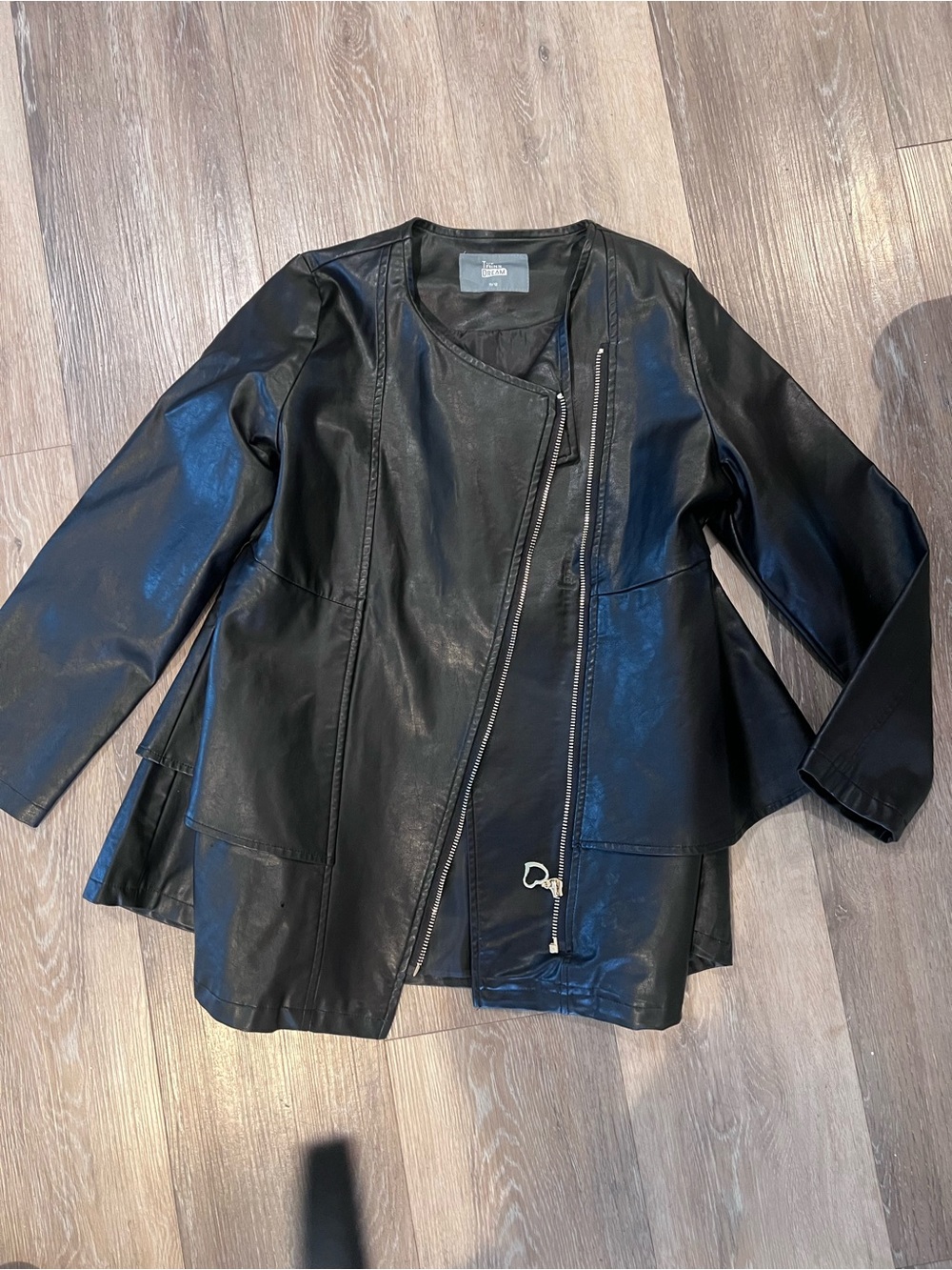 The North Face Kids' Black Faux Leather Asymmetrical Zip Jacket
